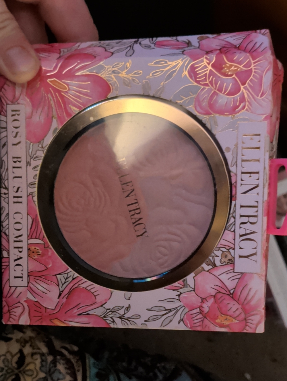 Ellen Tracy Rose Blush Compact - Pink & Rosewood Duo